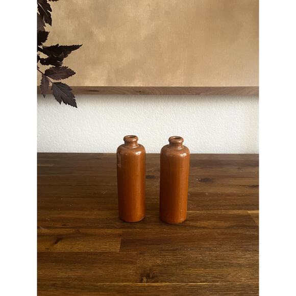 Vintage Brown Stoneware Pottery Bottle Vase 5.25" - Picture 5 of 5